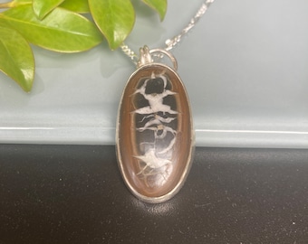 Septarian Gemstone Pendant with 18” Sterling Silver Chain