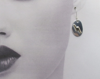 Lightning Earrings, Sterling Silver and Gold