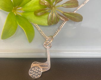 Sterling Silver Golf Club Pendant with 18 inch Figaro Chain