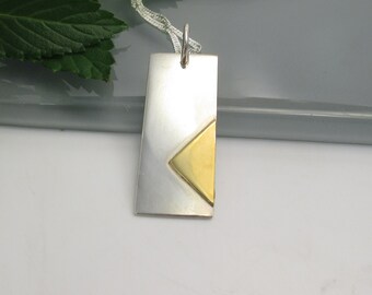 Sterling Silver Modern Geometric Pendant with 18 inch Sterling Silver Chain