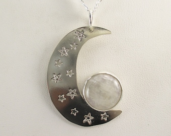 Crescent Moon, Sterling Silver with Moonstone