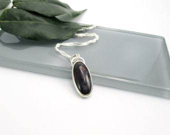 Pietersite Gemstone Pendant Necklace with 18" Sterling Silver Chain