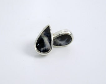 Post Earrings, Sodalite Gemstone Teardrop, set in Sterling Silver