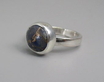 Lapis Lazuli with Copper Blue Gemstone Ring, Size 6