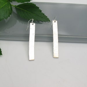 Sterling Silver Stamped Rectangle Dangle Earrings image 2
