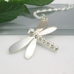 Dragonfly Pendant Necklace, Sterling Silver with 18 inch Sterling Silver Chain