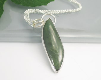 Jade Gemstone Pendant with 18 inch Sterling Silver Necklace Chain