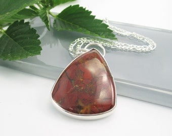 Jasper Gemstone Pendant with 18 inch Sterling Silver Chain