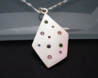 Sterling Silver Geometric Pendant with Cubic Zirconia