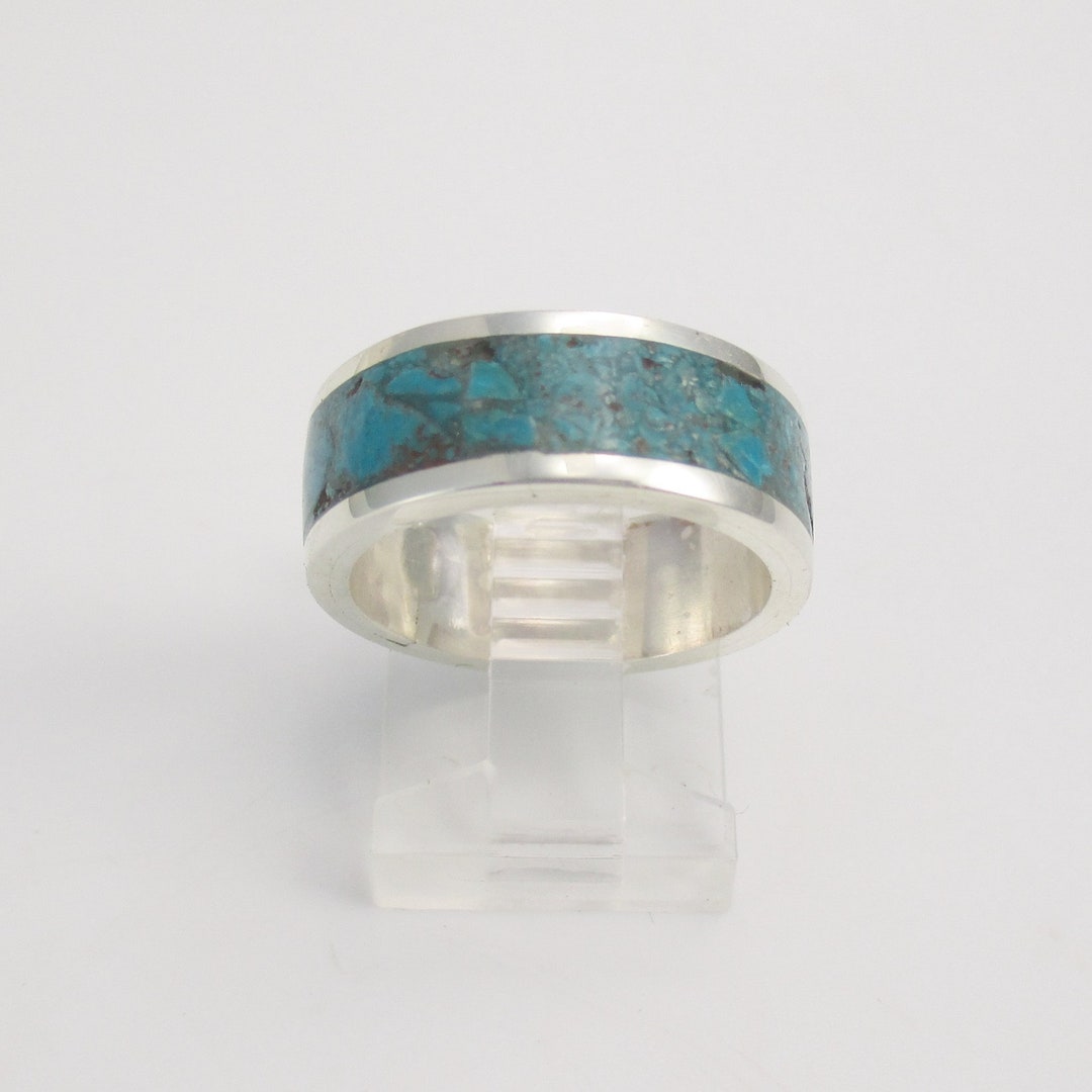 Made to Order, Inlaid Gemstone Ring, Sterling Silver, Made in Your Size ...