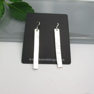 Sterling Silver Stamped Rectangle Dangle Earrings image 3