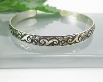 Sterling Silver Patterned Cuff Bracelet