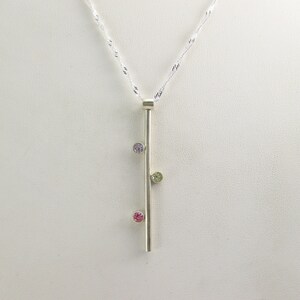 Modern Geometric Sterling Silver Pendant with Cubic Zirconia and 18 inch Sterling Silver Chain image 2