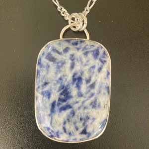 Large Blue Quartz Gemstone Pendant with 18 Chain image 2