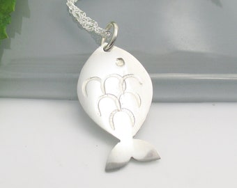 Fish Pendant Necklace Sterling Silver 925