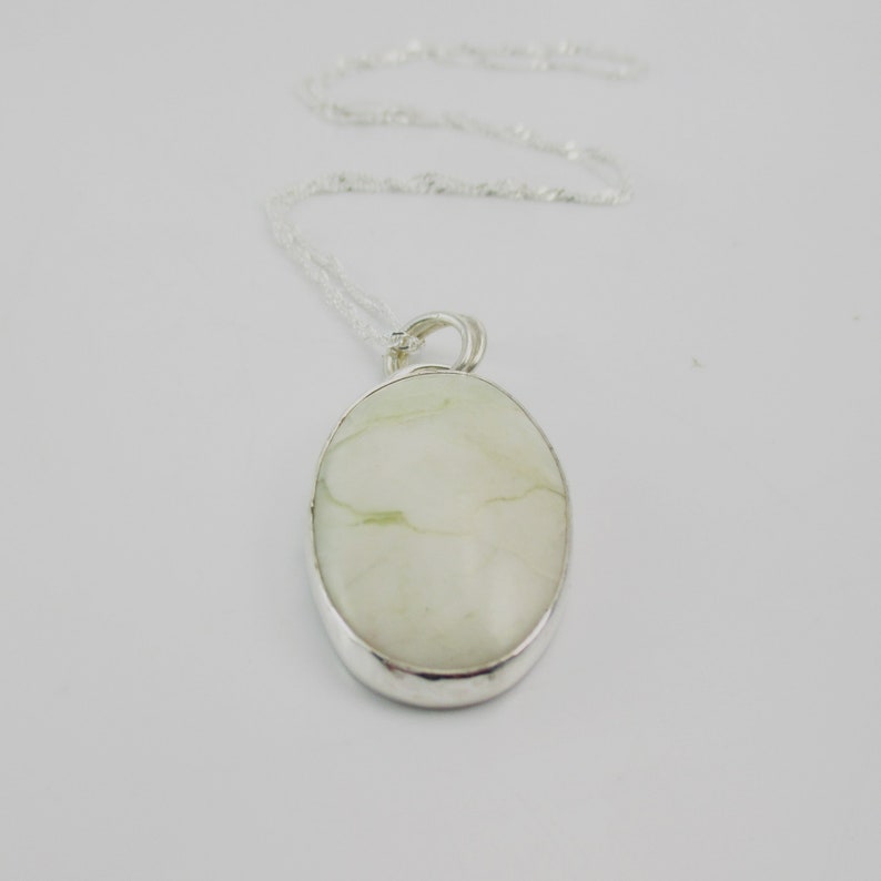 White Jade Gemstone Pendant with 18 inch Sterling Silver Chain image 4