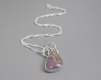 Agate Gemstone Pendant Necklace with Sterling Silver 18 inch Chain