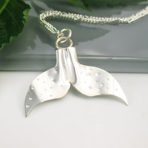 Mermaid or Whale Tail Sterling Silver Pendant with 18 inch Sterling Silver Chain