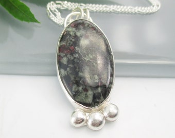 Eudalyte Gemstone Pendant Necklace with 18 inch Sterling Silver Chain