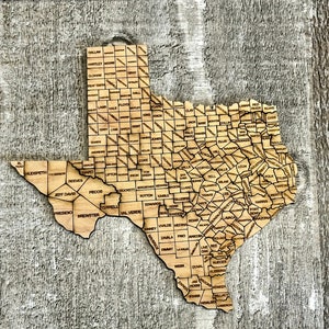 Digitale staat Texas met provincies kaart SVG, PDF, DXF en EpS puzzelbestand, lasergraveren en knippen