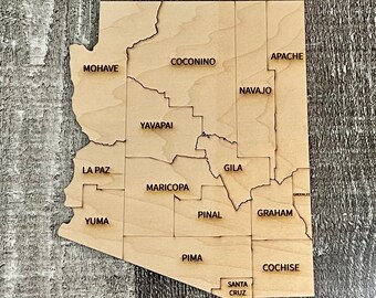 Digital State of Arizona With Counties Map SVG, PDF, DXF