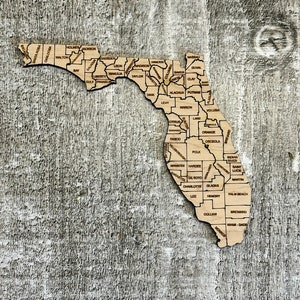 Digitale staat Florida met provincies kaart SVG, PDF, DXF en EpS puzzelbestand, lasergraveren en knippen