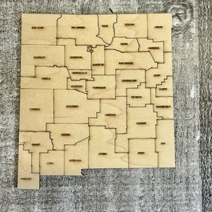 Digitale staat New Mexico met provincies kaart SVG, PDF, DXF en EpS puzzelbestand, lasergraveren en knippen