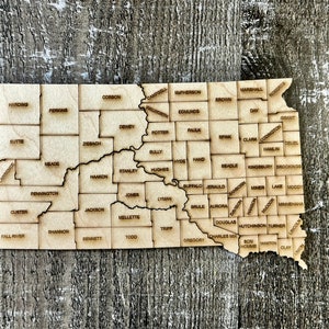 Digitaler Bundesstaat South Dakota SVG, PDF, DXF, & EpS Puzzle-Datei, Laser graviert und geschnitten