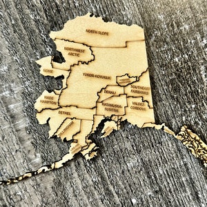 Digitale Bundesstaat Alaska mit Landkarte SVG, PDF, DXF & EpS Puzzle Datei, Laser gravieren und schneiden