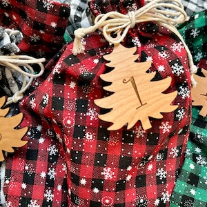 Digital File: Advent Calendar Countdown Tags, SVG, PDF, EPS, DxF Ornament, Snowman, Snowflake, Christmas Tree files