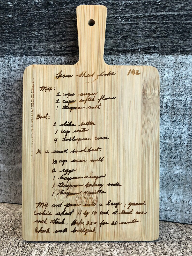 Engraved Recipe Cutting Board Handwritten Recipes Keepsake Etsy