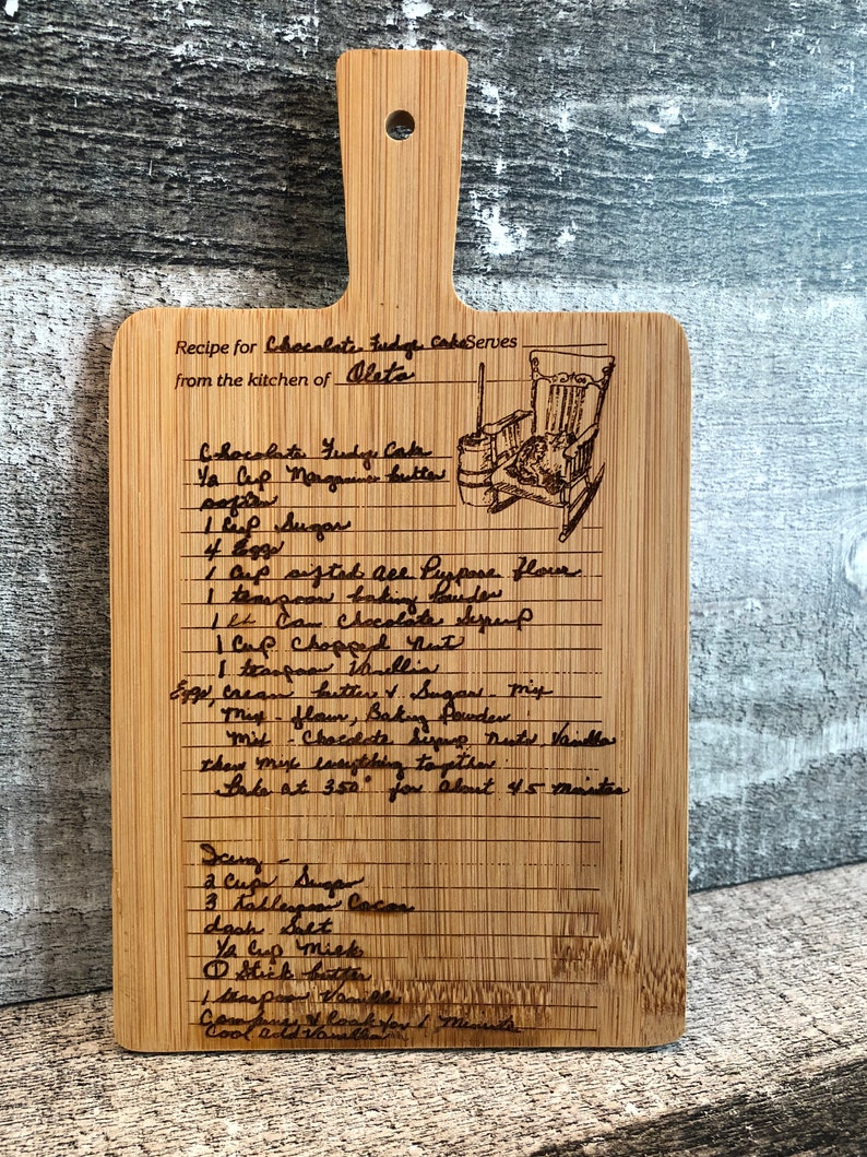 Engraved Recipe Cutting Board Handwritten Recipes Keepsake Etsy