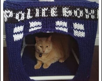 Knit Police Box Pet (Cat) Hut Digital Pattern