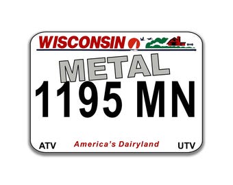Wisconsin ATV UTV Metal License Plate | DNR Required Registration Plate | Off-Road |