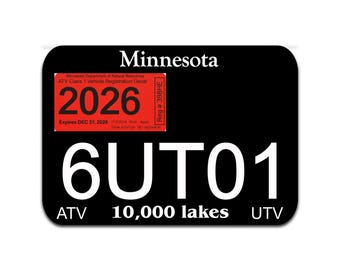 Minnesota ATV UTV License Plate – Custom Engraved Blackout Plate, 2026 DNR Compliant