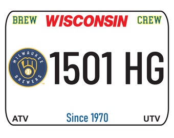 Wisconsin Brewers Metal Atv / Utv State License Plates - DMV Look - Support the Brew Crew. A 2024 Cool Pick.