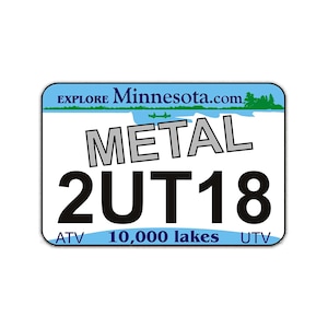 Minnesota ATV UTV Metal License Plate | DNR Required Registration Plate | Off-Road Vehicle | Reliable & Rugged
