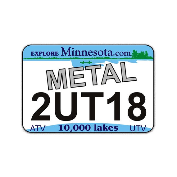 Minnesota ATV UTV Metal License Plate | DNR Required Registration Plate | Off-Road Vehicle | Reliable & Rugged