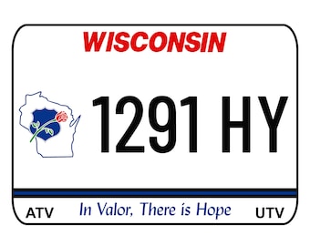 Wisconsin Law Enforcement Metal ATV / UTV State License Plate - Back the Blue! - #1 2026 Pick !