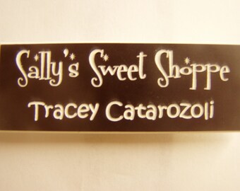 Custom Engraved Name Badge, 1" x 3", Pin Backed