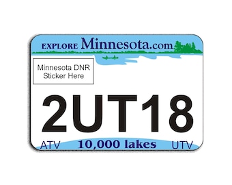 Minnesota ATV UTV Engraved License Plate | DNR Approved 2026 Registration | Off-Road Vehicle Mounting Options |