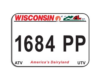 Wisconsin ATV UTV Engraved License Plate | DNR Approved 2026 Registration | Off-Road Vehicle Mounting Options |
