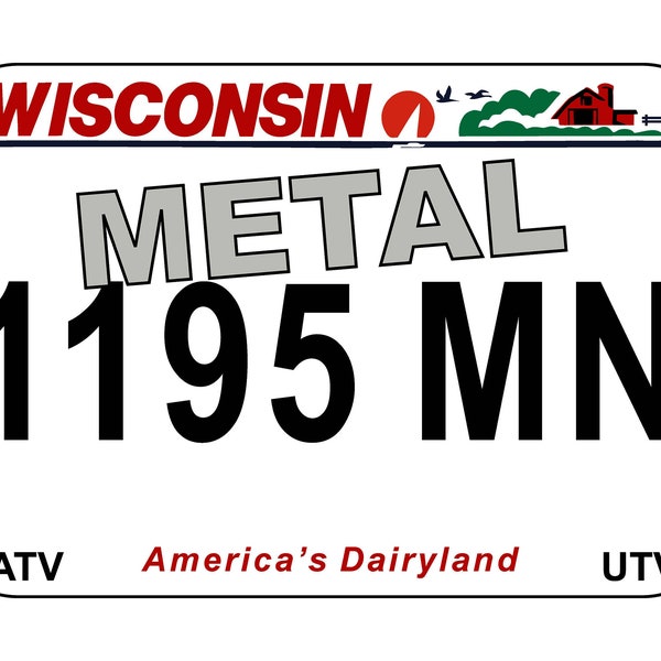 Wisconsin ATV / UTV  License Plate Metal - Ships Today! - A 2024 Best Seller, DNR Approved!