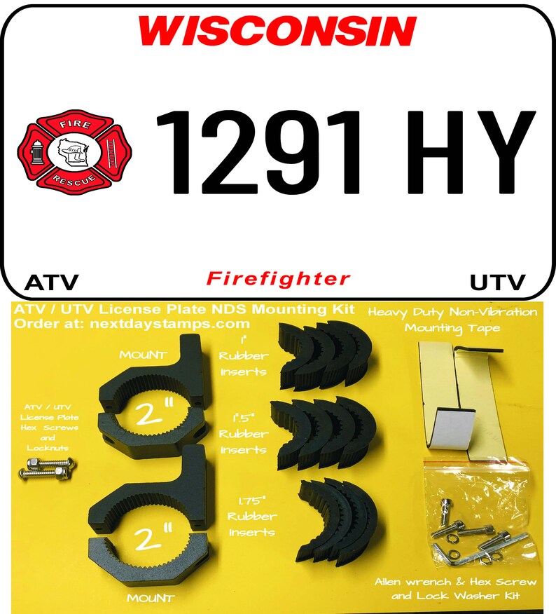 Wisconsin ATV / UTV State Metal Firefighter License Plate - Ships Like ...