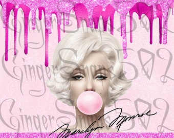PNG rosa Bubblegum Marilyn Monroe Glitter Drip Tumbler per bicchieri a sublimazione