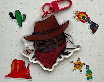 Fallout New Vegas cowboy ED-E acrylic keychain charm