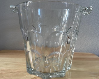 Vintage Cut Glass Ice Bucket with Handles
