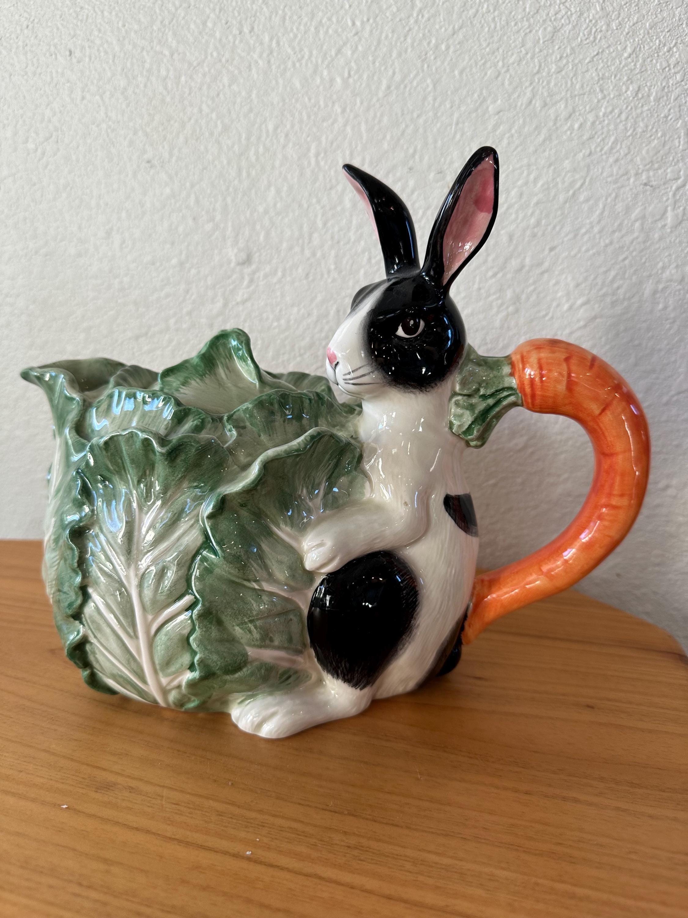 Vintage Fitz and Floyd Kensington Rabbit Teapot – Cabbage & Bunny 