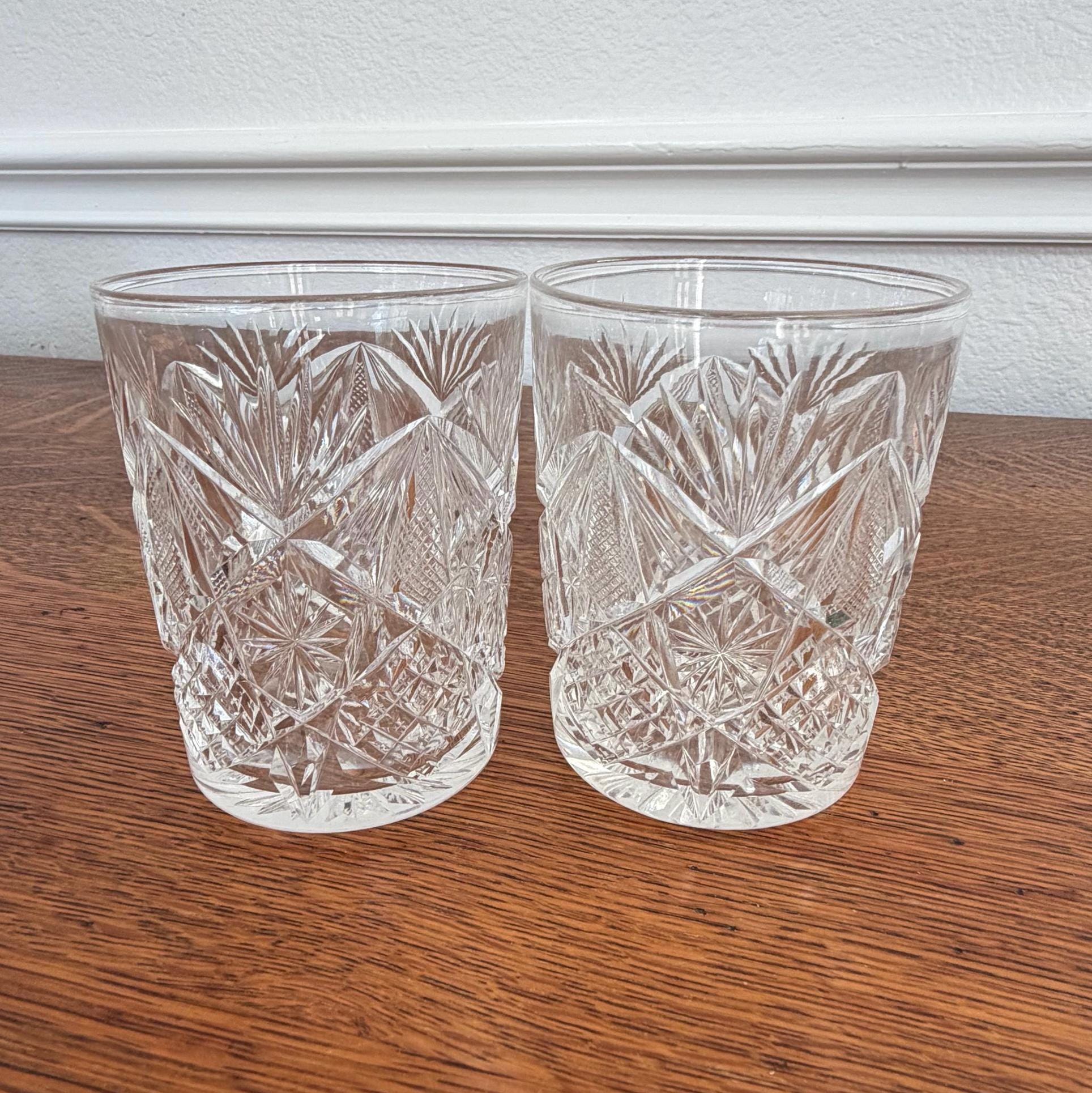 Set of 2 Antique American Brilliant Period (ABP) Cut Glass Tumblers