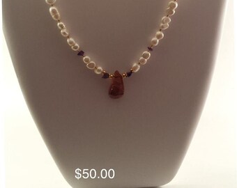 River Pearls, Amethyst and Amber... a rare but beautiful combination